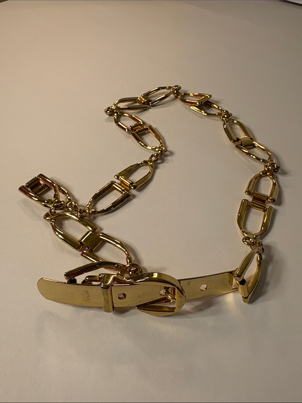 Vintage Gold Link Chain Waist Belt with Buckle Detail